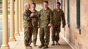Battle of Derapet soldiers Sean Lanigan, left, Lukas Woolley, Daniel Keighran and Joel Toms at Sydney&#039;s Victoria Barracks this week  